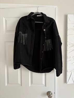 12th Tribe Black Collared Knit Jacket